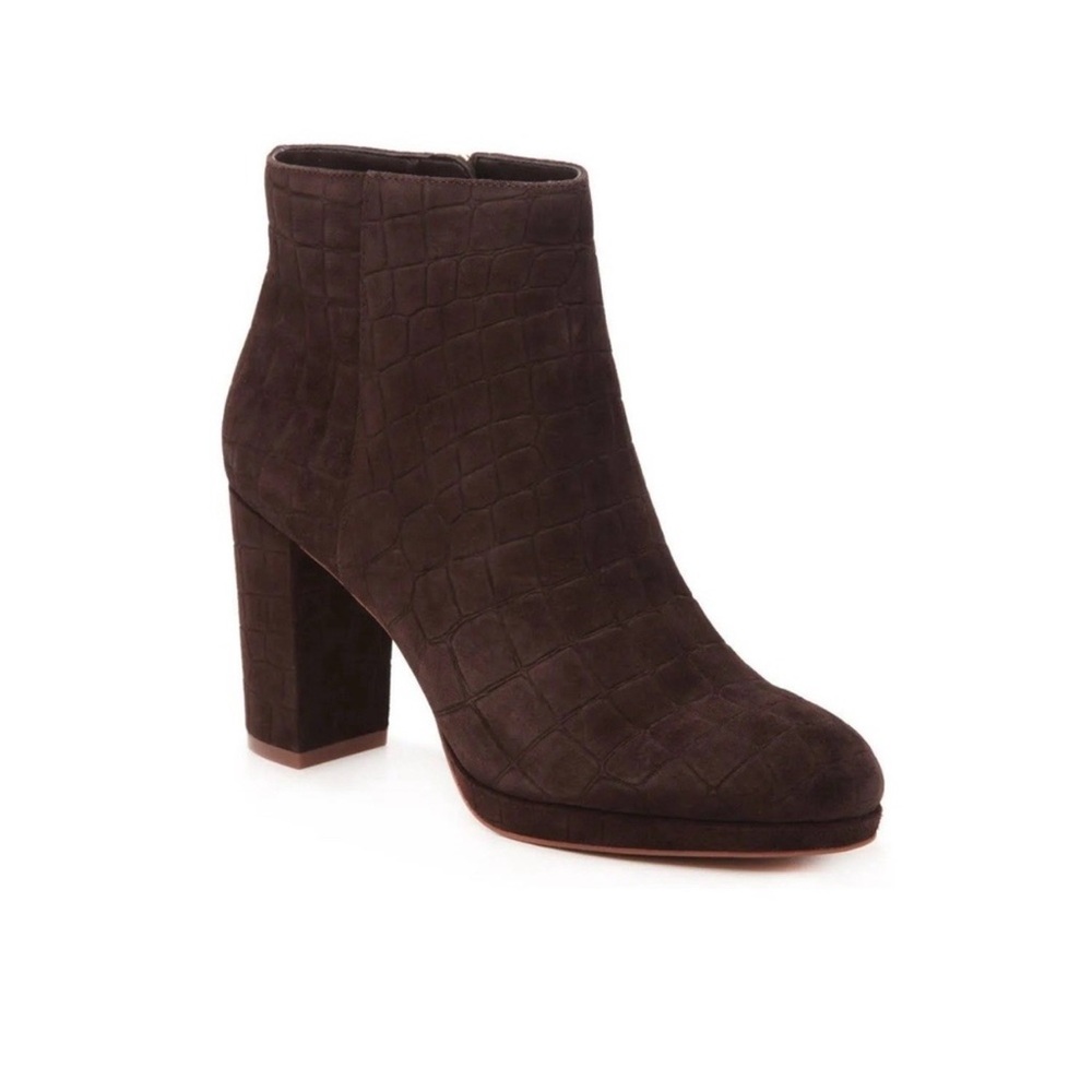 Vince Camuto Isanna Suede Croco Brown Ankle Boots